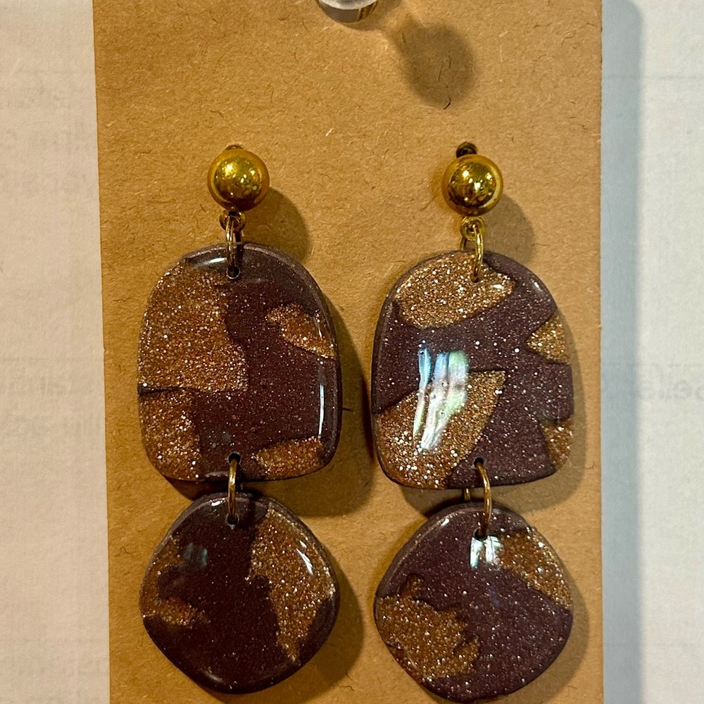 Elegant Gold and purple  Dangle Earrings